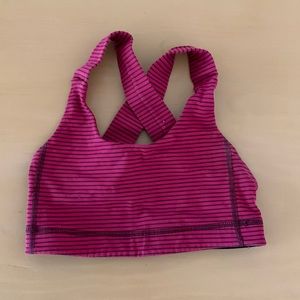 Lululemon Pink Striped Sports Bra
